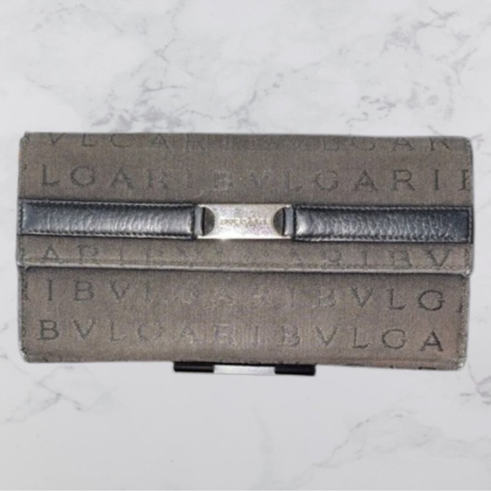 Bulgari Charcoal and Metallic Wallet